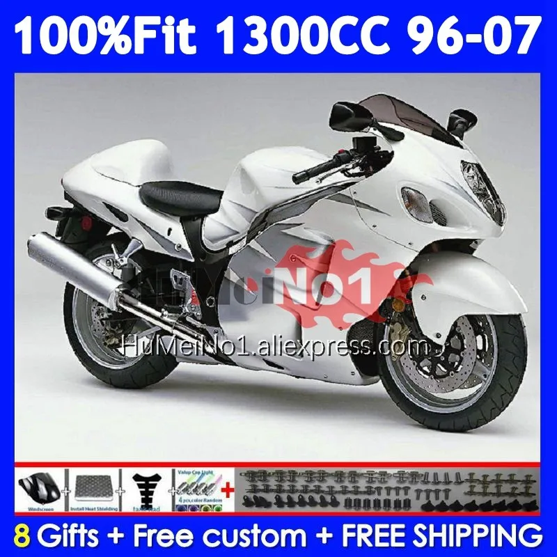 Fairing For SUZUKI GSXR 1300 CC Hayabusa GSXR-1300 126No.307 GSXR1300 96 97 98 99 00 01 2002 White new 2003 2004 2005 2006 2007