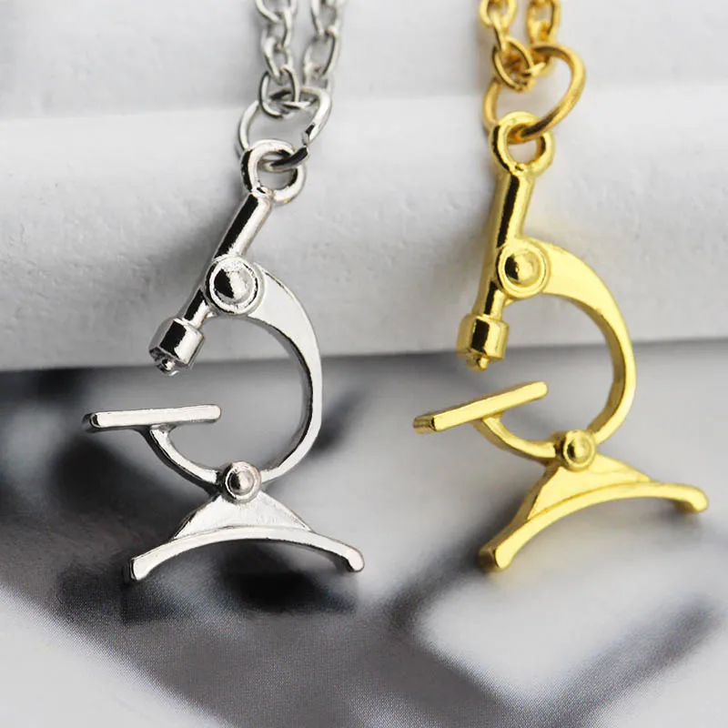 Microscope Pendant Necklace Molecular Necklace Medical Jewelry Gift for Nurse/Doctor/Biology