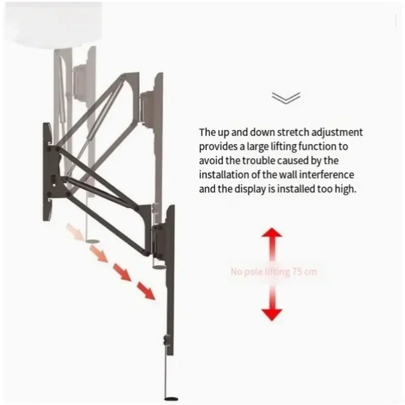 

Above Fireplace Pull Down TV Mount for 44" to 80" Screen TVs to 90 lbs, with Patented auto-straightening, Adjustable Stops