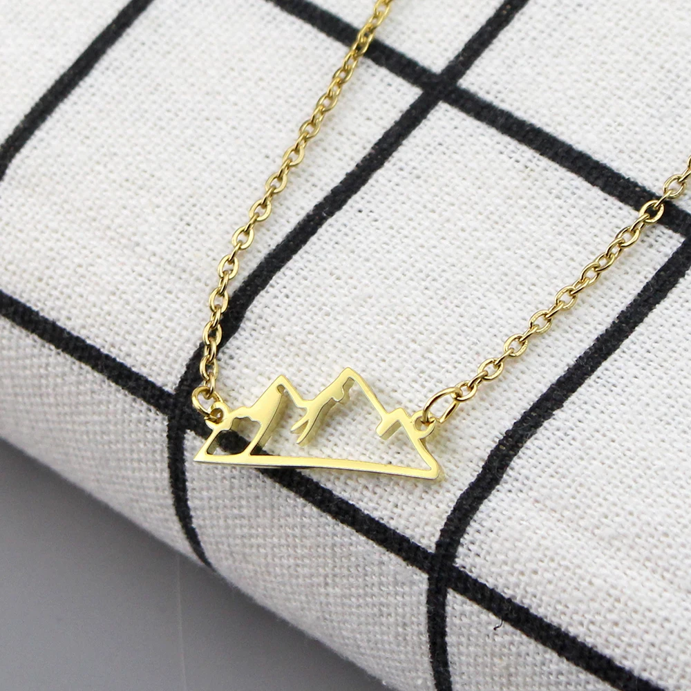 العصرية مجوهرات الذروة قلادة قلادة الذهب الأسود العتيقة اللون الجبال القلائد المختنق ربط وسلسلة جلدية للنساء