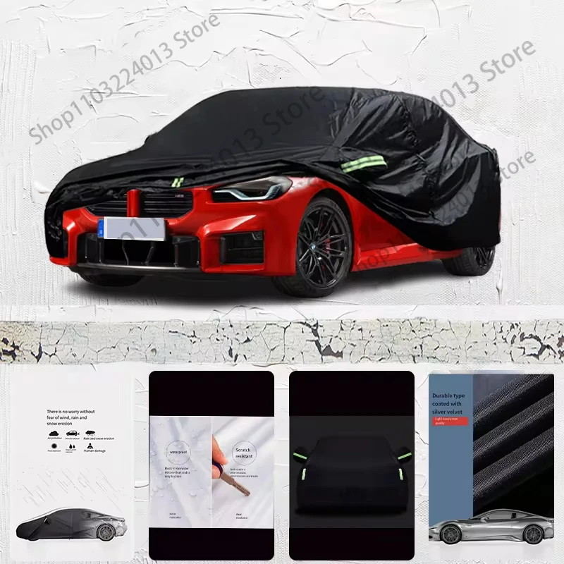 For BMW M2 Car cover Exterior Car Cover Black Outdoor Protection Full Car Covers Waterproof Sunshade Anti UV Snow Cover