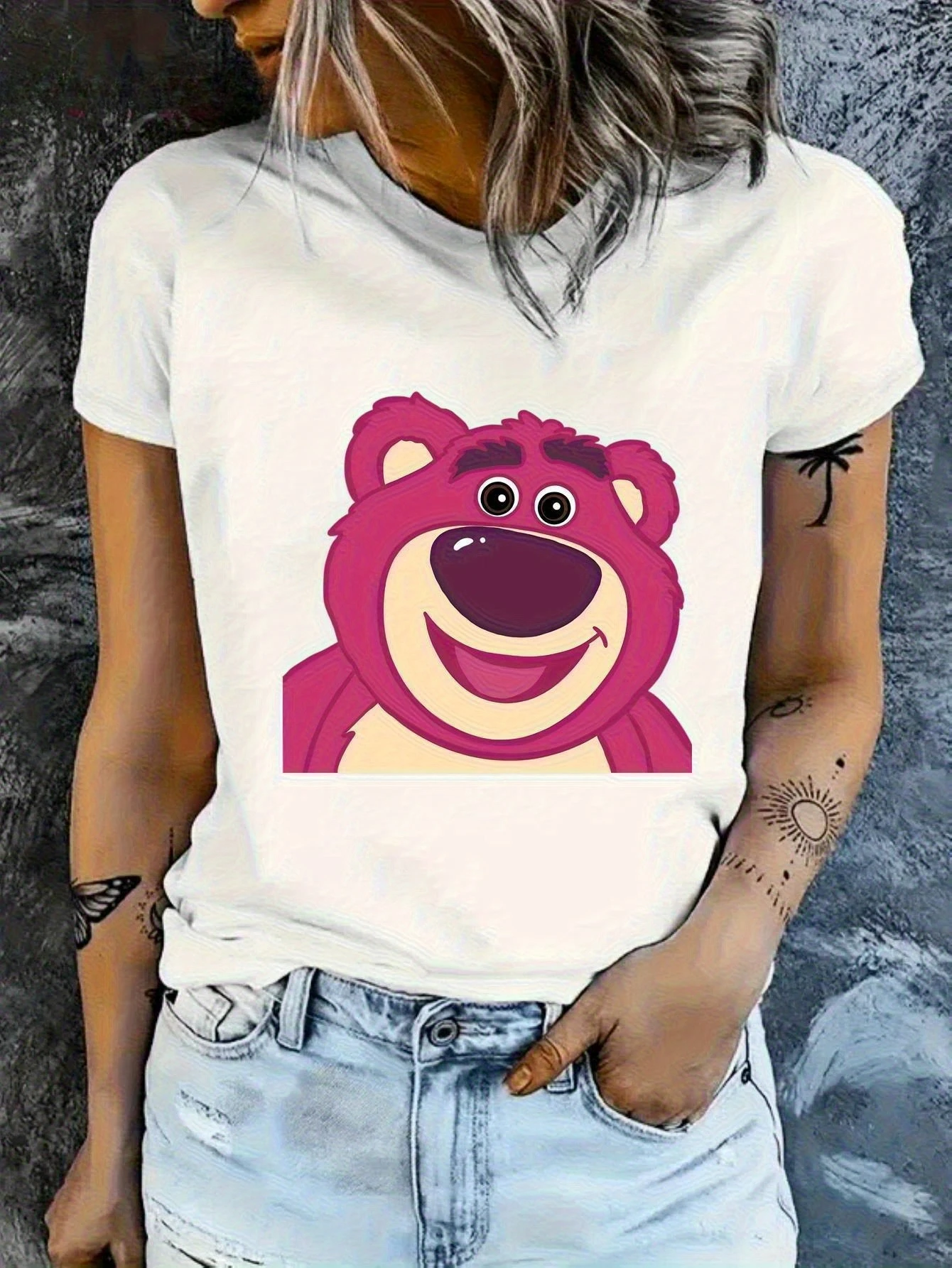 

Strawberry Bear Graphic Printing Summer Autumn Winter Cotton Men's and Women's T-Shirts Short Sleeves Luxury Outdoor Sports
