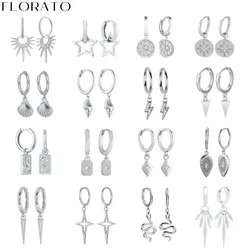 1 pair Pendientes quality Silver Series 925 Sterling Silver Ear Needle Silver Luxury hoop Earrings CZ Earrings Fashion Jewelry