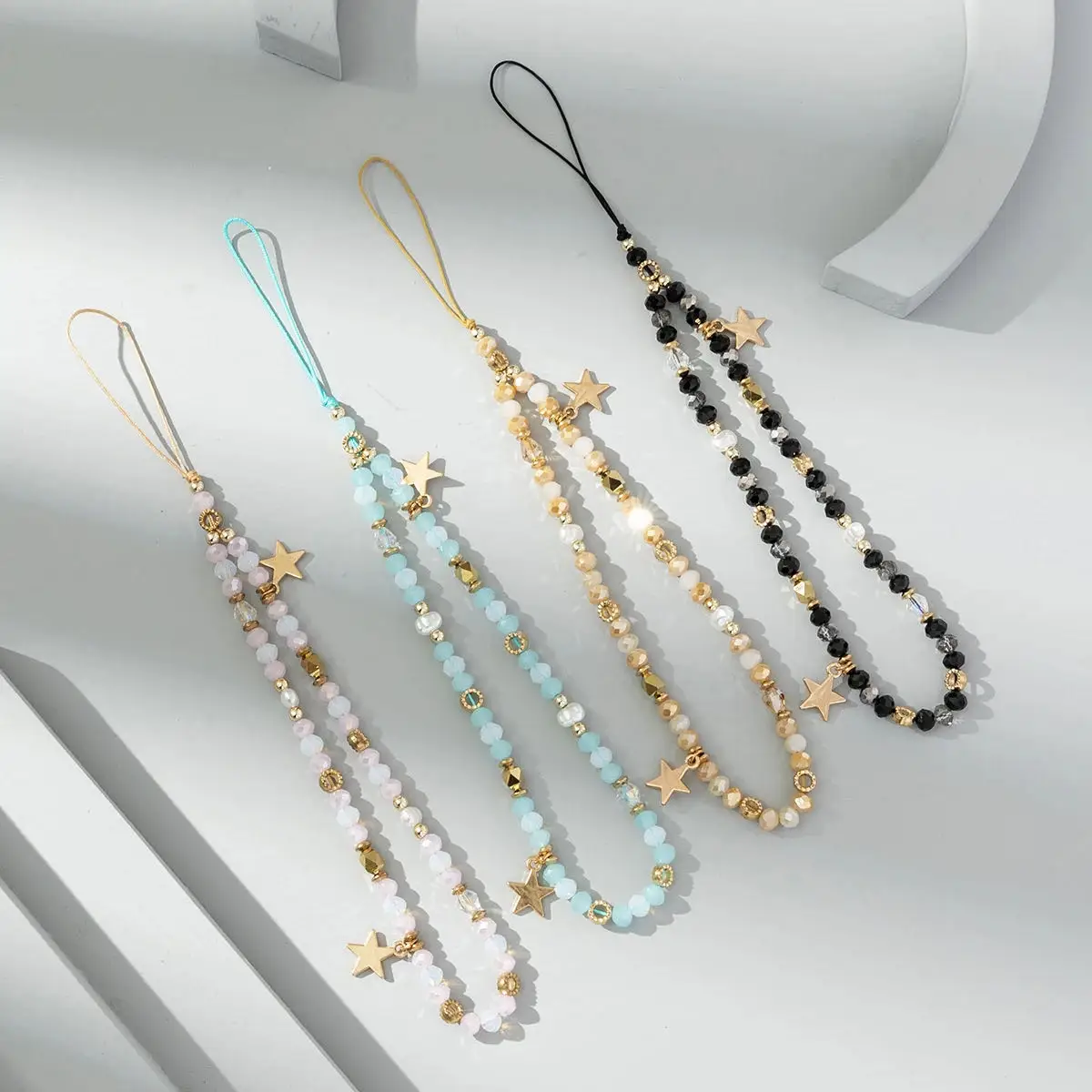 Star Pearl Beads Mobile Phone Charm Chain Women Cellphone Strap Anti-Lost Lanyard Hanging Cord Jewelry Bracelet Keychain Gift