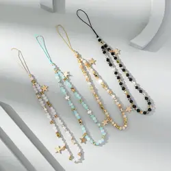 Star Pearl Beads Mobile Phone Charm Chain Women Cellphone Strap Anti-Lost Lanyard Hanging Cord Jewelry Bracelet Keychain Gift