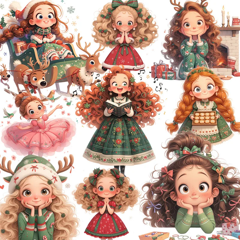 20Pcs/Pack Cute Curly Haired Girl Sticker DIY Craft Scrapbooking Album Junk Journal Decorative Stickers