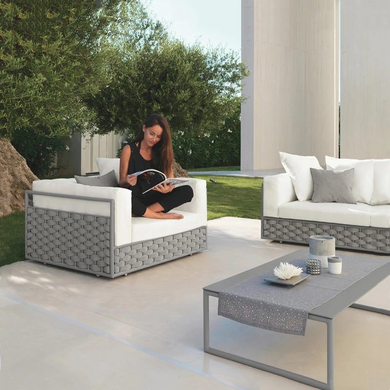 

Всепогодное кресло из ротанга с подушкой-оттоманкой – УФ-стойкая уличная мебель для патио, премиум-ротанг из полиэтилена