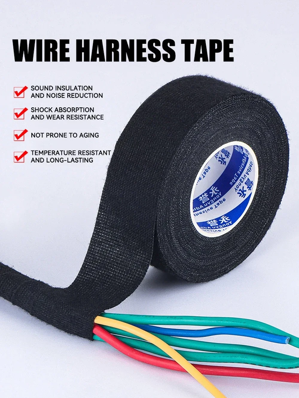 Hitzebeständiges Isolierband, wasserdichter Kabel-Organizer, Stoff, Stoffwickel, Isolierung, automatischer Kabelbaum, selbstklebender Bündelhahn – Detail 6