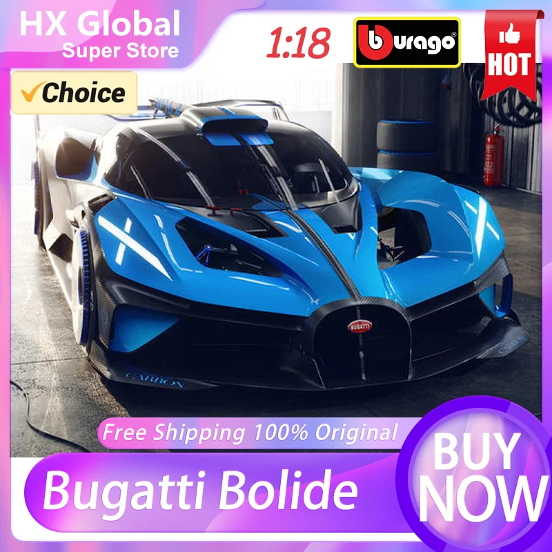 [Hot-Sale] Bburago 1:18 Bugatti Bolide Sports Car 2024 Diecast Model Edition Alloy Luxury Vehicle Toy Collection Ornaments Gift