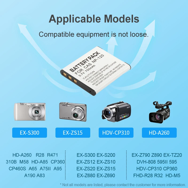 NP-120 CNP-120 Battery Pack for Casio EX-S200 EX-S300 EX-ZS10 EX-ZS15 EX-ZS20 EX-ZS12 EX-Z680 EX-TZ20 EX-ZS30 Camera NP120