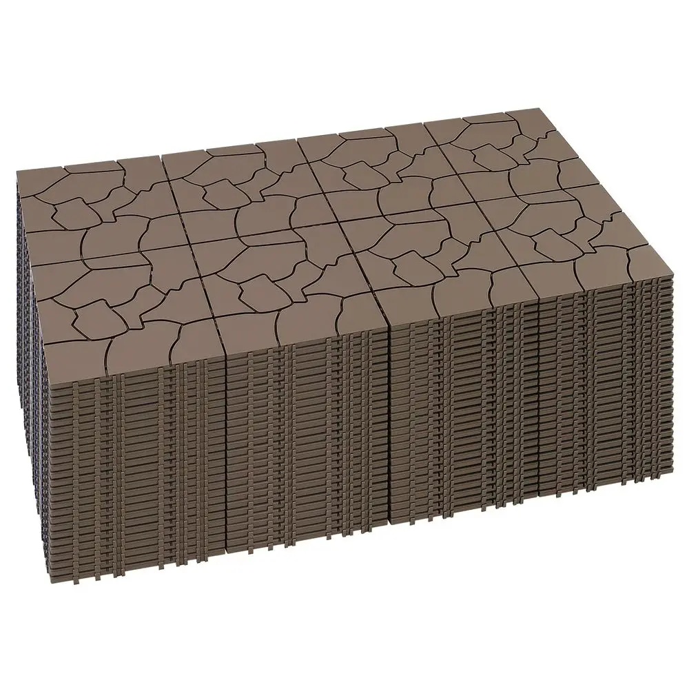 12 x 12 Interlocking Plastic Deck Tiles - Anti-Slip, Waterproof for Outdoor Balcony, Deck, Poolside, Backyard, All Weather, Brow