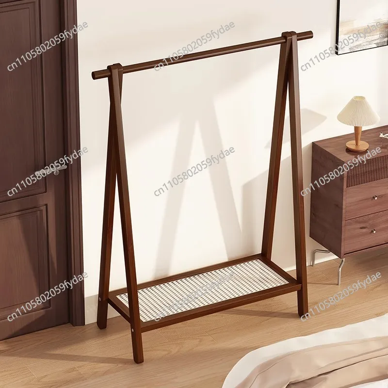 Floor-to-ceiling type Household solid wood secondary cleaning clothes drying hat rack Simple medieval clothes rack Shelf