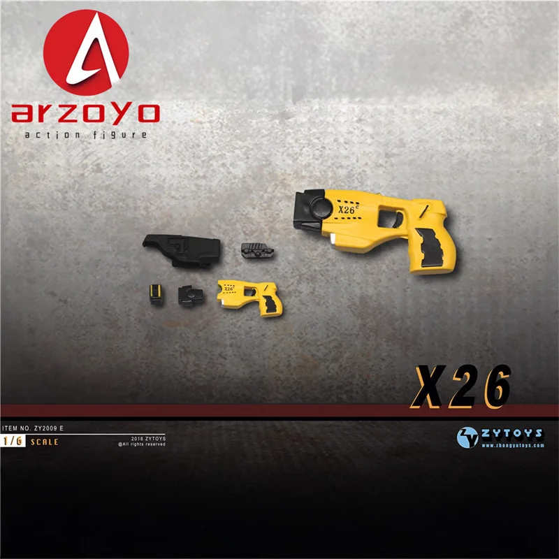 ZYTOYS ZY2009E 1/6 escala X26 pistola negro amarillo modelo de pistola accesorios para muñeco de cuerpo de figura de acción soldado de 12"