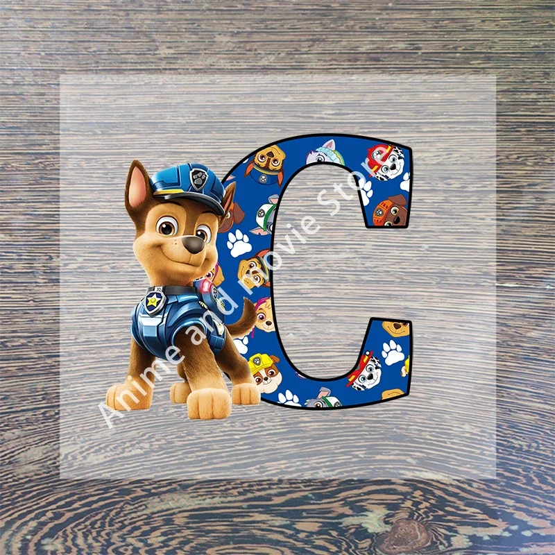 Paws Patrols Chases Iron on Patch Sticker Letter A-Z Customization Stitch Patches T-shirt Tops Clothing Cartoon Anime Cute Gifts