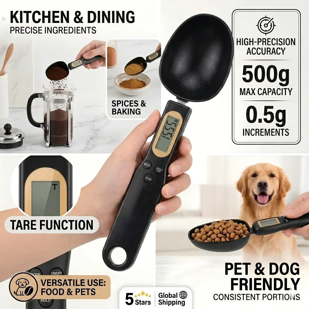 Electronic Adjustable Measuring Spoon Scale 500g / 0.5g High Precision 0.1 g Precision for Kitchen Gadgets Daily Meals Pet/Dog