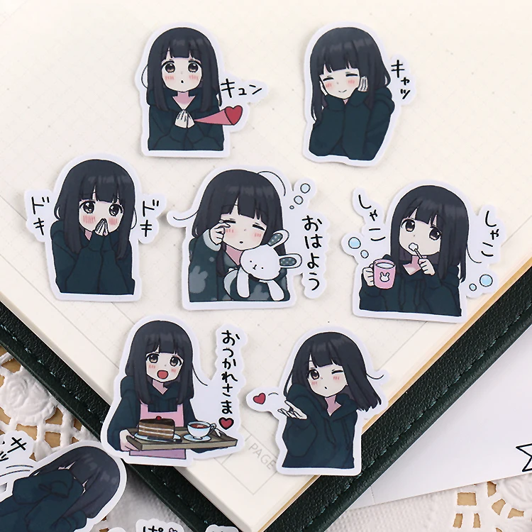 

Stickers 40pcs Japanese Cute Girl 3 Hand Account Decoration Pattern Waterproof Material Mobile Phone Bill Sticker Stationary