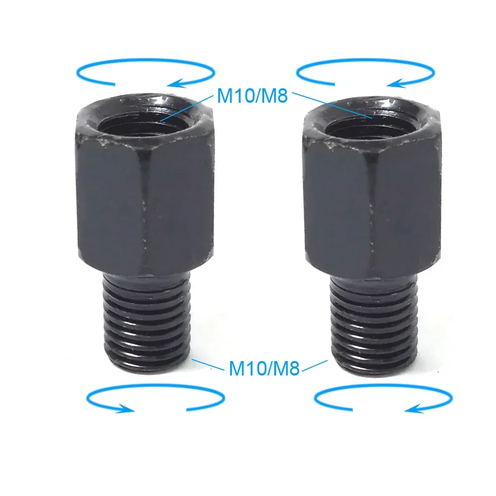 오토바이 미러 어댑터 M10 10MM M8 8MM 백미러 변환 볼트 시계 방향 시계 방지 오른쪽 왼쪽 스레드, 한 쌍
