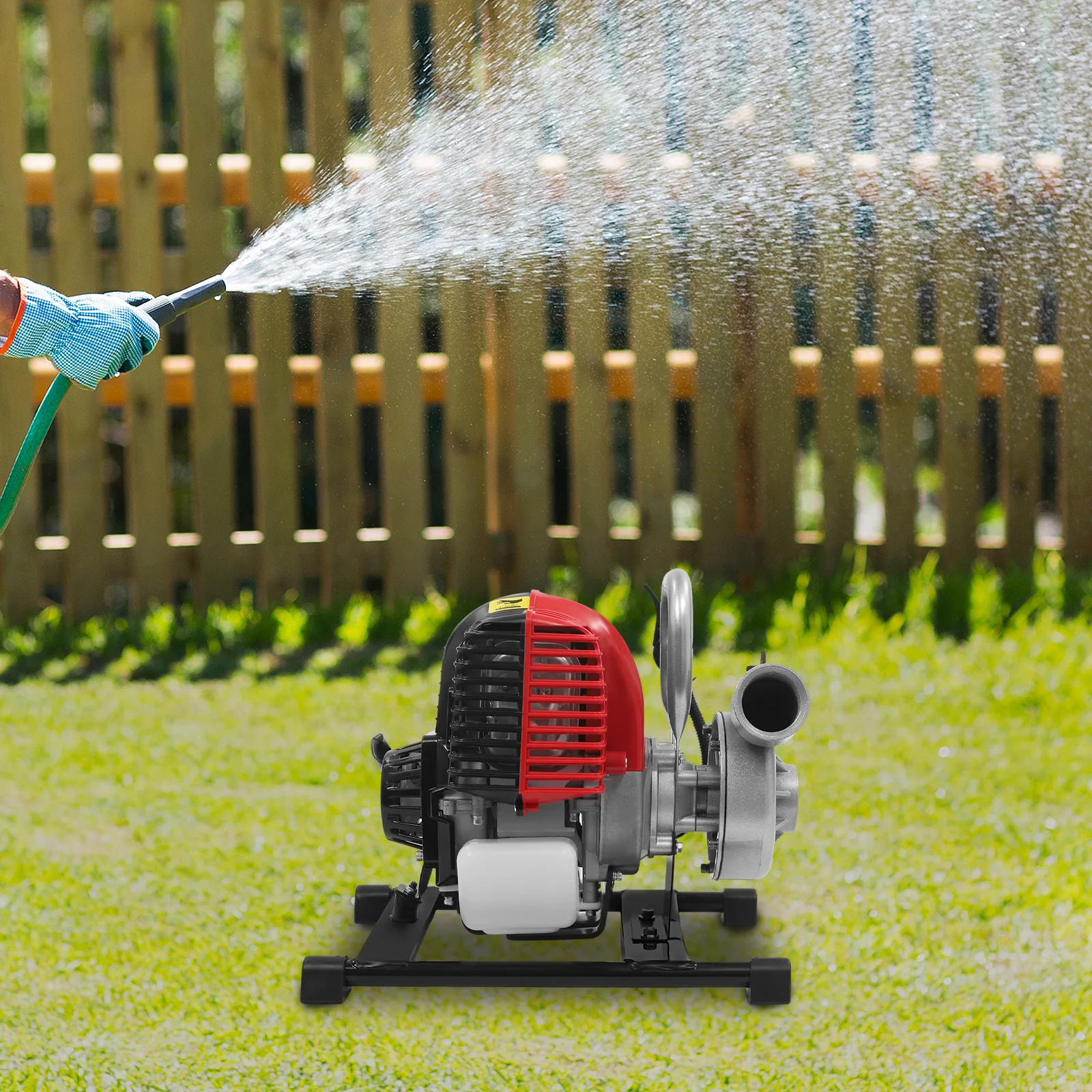 

Modern Red 4-Stroke Gasoline Water Pump 1.6HP 15m³/h 28m Lift Aluminum Plastic Garden Farmland Water Transfer Pump 36.5CC 850W