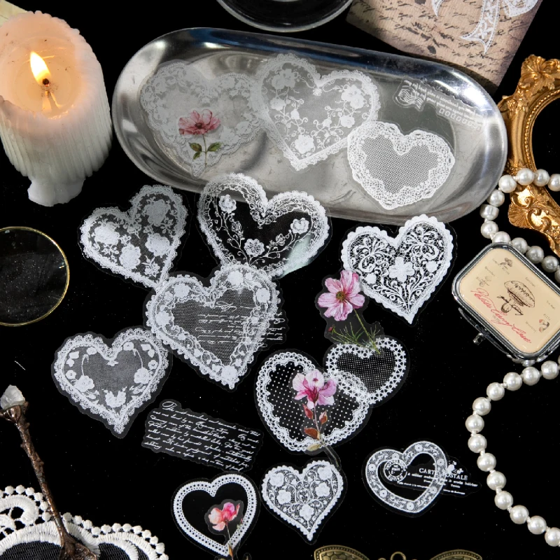 1~6Pack Vintage Lace Series Stickers Scrapbooking Decoration