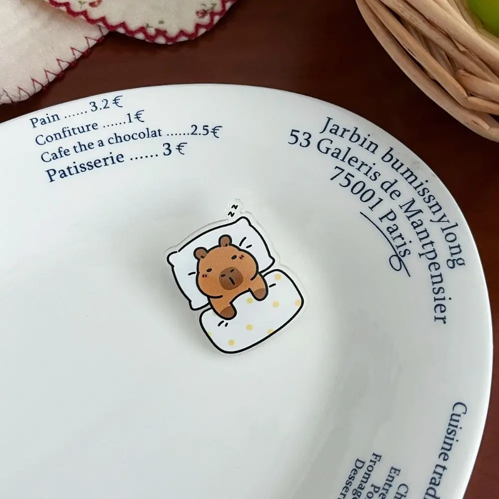 1PC Kawaii Capybara การ์ตูน Pins อะคริลิคเครื่องประดับเข็มกลัดรูปร่างน่ารักอุปกรณ์เสริมอเนกประสงค์ Lapel ป้ายกระเป๋าเป้สะพายหลัง