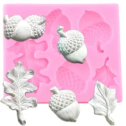 Pine Cone Nuts Silicone Molds Acorn Leaves Fondant Cake Decorating Tools DIY Cupcake Topper Mold Candy Chocolate Gumpaste Moulds