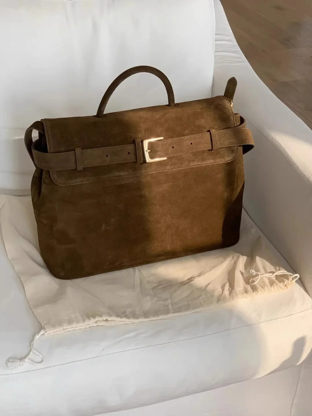 

2024 New Women's Suede Frosted Menger Bag Commuter Belt Bule Single oulder Crossbody Bag Retro Autumn Winter Handbag