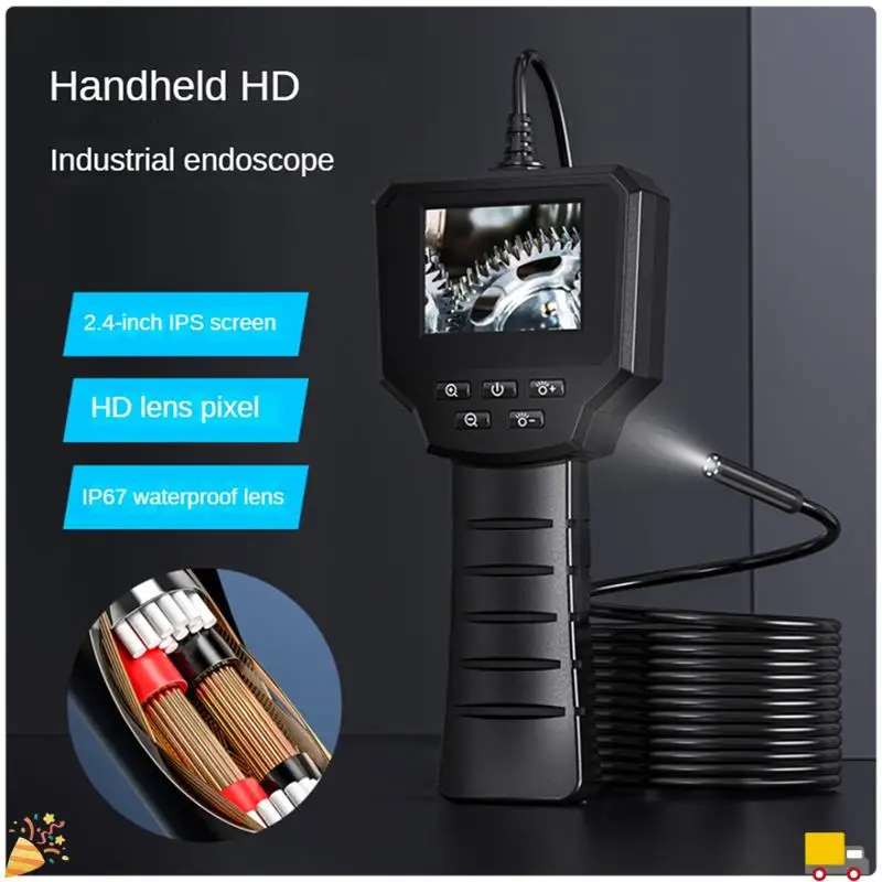 Industrial Endoscope Camera IPS Screen HD1080P Pipe Sewer Inspection Borescope IP67 Waterproof Leds For Car Pipe Black