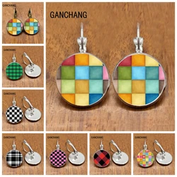 Fashion black and white striped striped simple earrings black and white square color icon earrings
