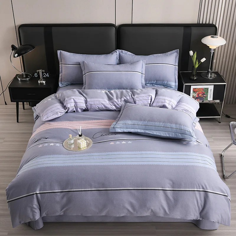 Thickened Cotton Matte Four Piece Set of Pure Cotton Bed Sheets, Duvet Covers, Winter Bedding