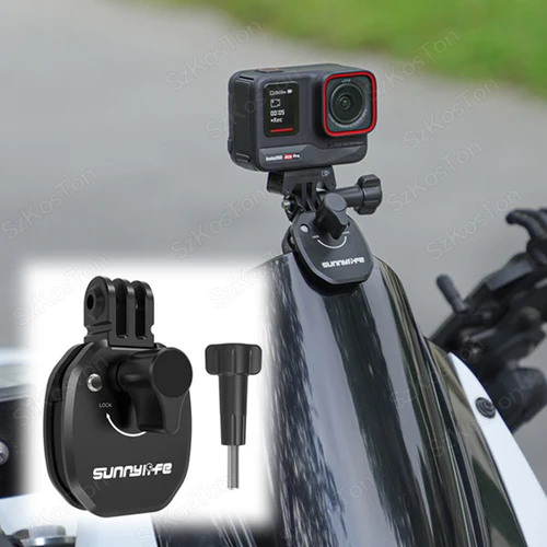Clip para parabrisas de motocicleta Go Pro Hero 13, 12, 11, 10, 9, 8, 7, soporte de aluminio para cámara deportiva Insta 360 X5 X4 X3 Go 3S ACE Pro 2
