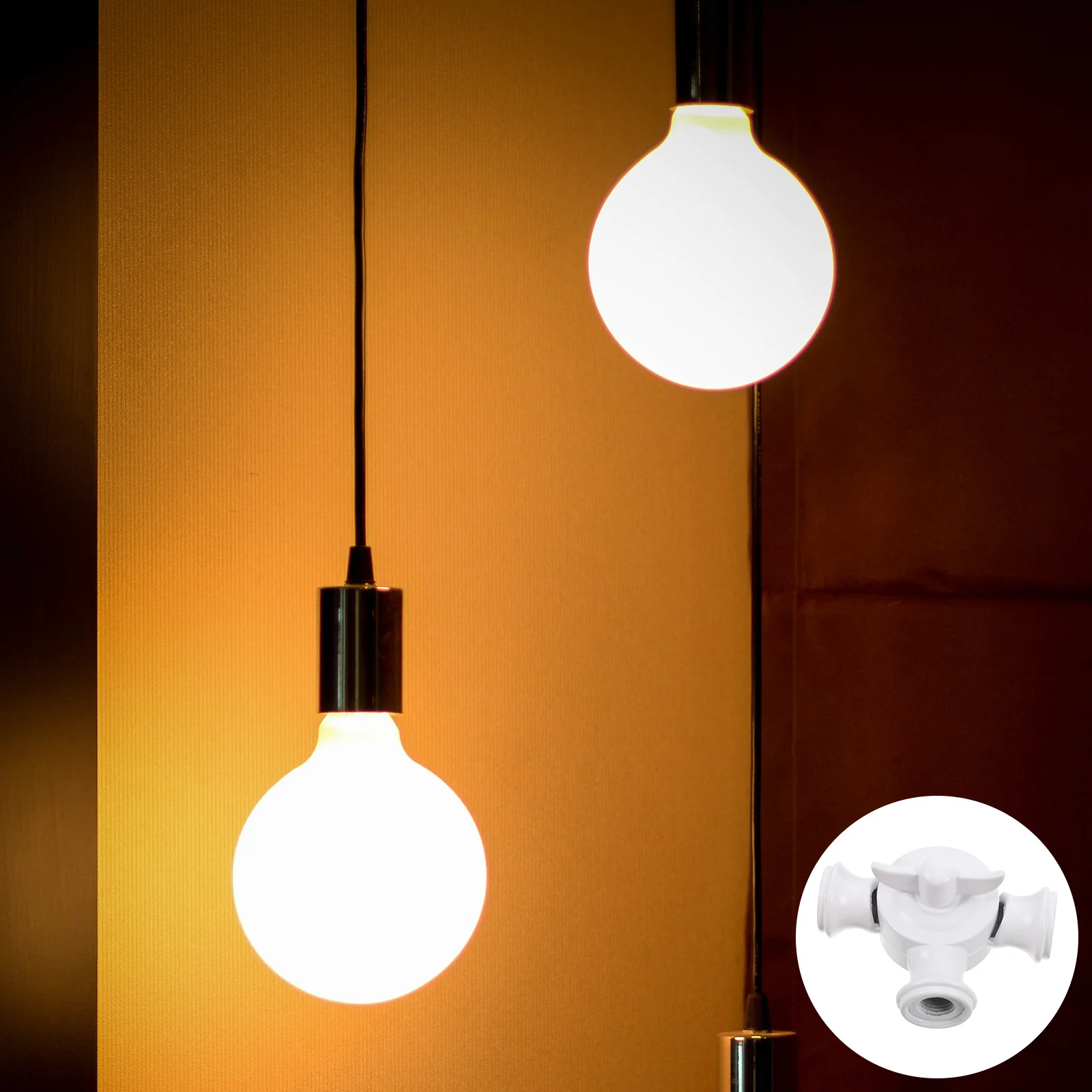 

1pcs Adjustable Dual Head Wall Lamp Swivel Arm Light Socket Splitter Converter For Bedroom Living Room Study White