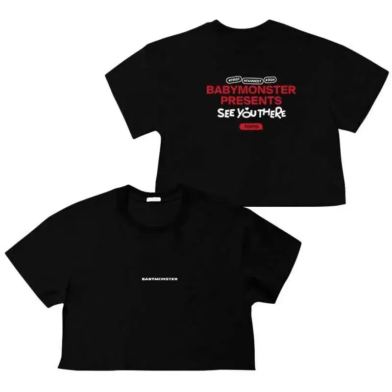 Y2K BABYMONSTER Concert Same Short Sleeve SEE YOU THERE Męska bawełniana nowa letnia koszulka Tops Kpop odzież Goth T-shirt