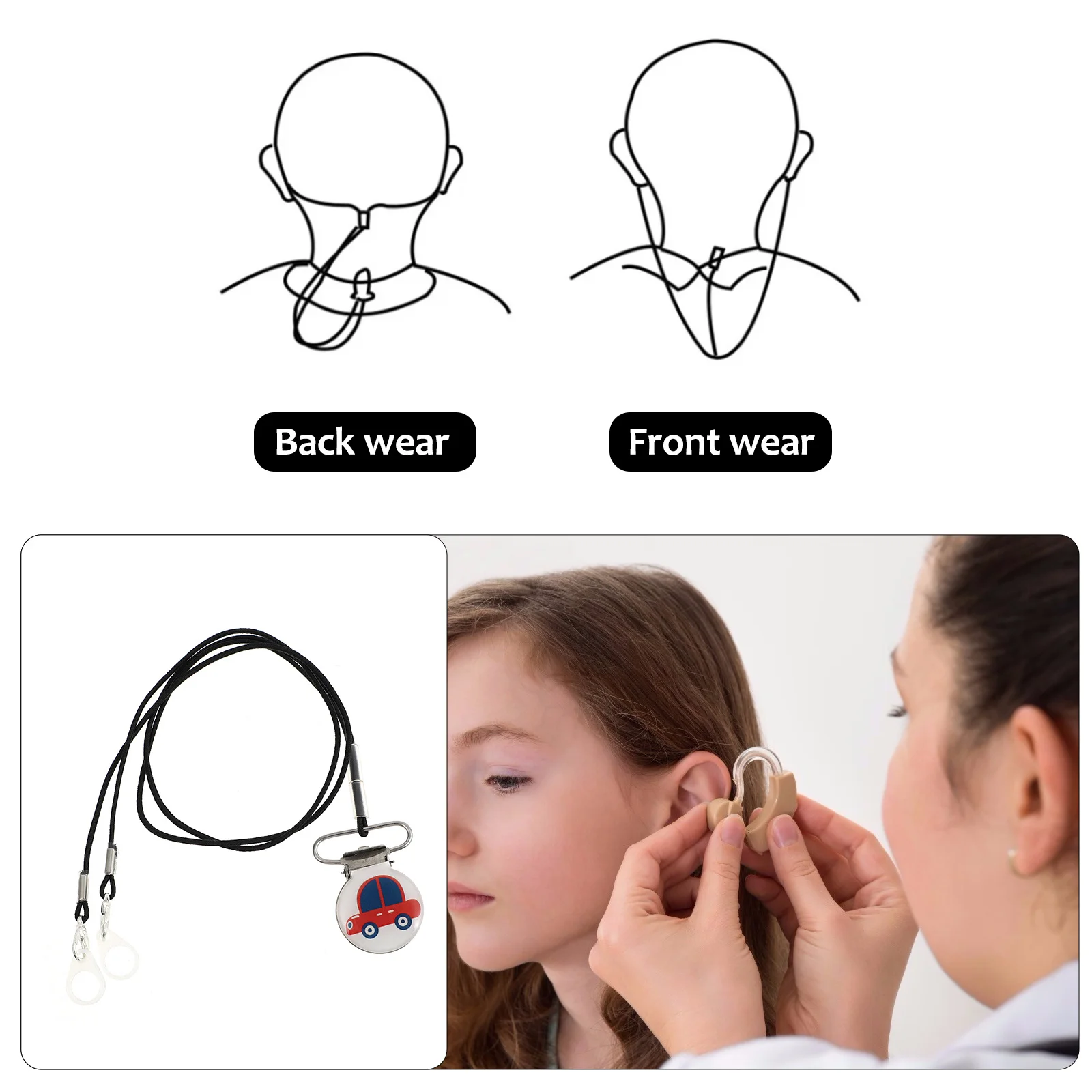 

Hearing Aid Clip Hanging Strap Protector Comfortable Anti-Slip Cord Lanyard Lightweight Loss Prevention for Active Wear