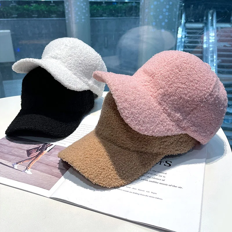 Hat for Winter Women Baseball Cap Artificial Lamb Wool Hats Version Tide Warm Cap Plush Baseball Caps Spring Autumn Hat