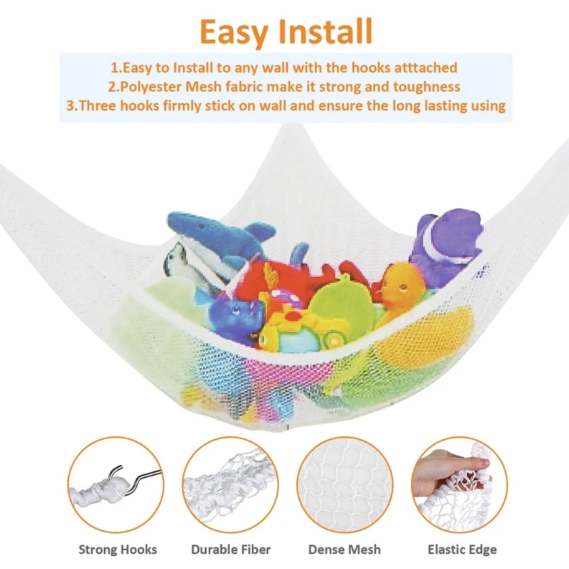 

Mesh Net Toy Hammock Corner Stuffed Animals Toys Kids Baby Hanging Storage Organizer 2 Sizes Drop Ship