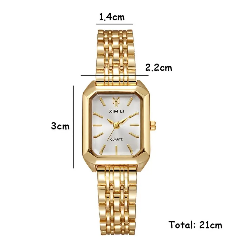 แฟชั่นสแตนเลสสตีลควอตซ์นาฬิกาพับหัวเข็มขัดควอตซ์ผู้หญิงนาฬิกาข้อมือสแควร์สายนาฬิกาผู้หญิง