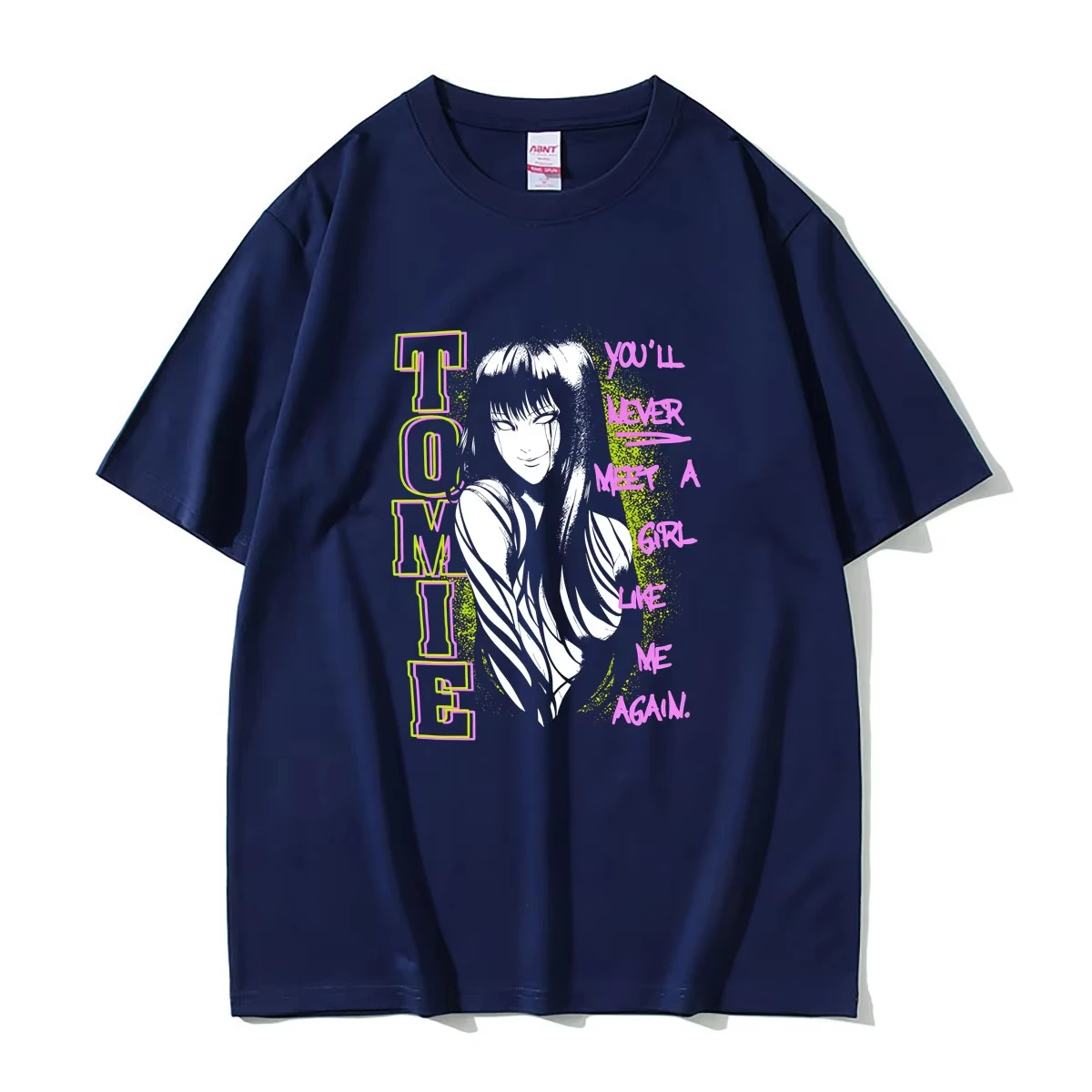 2026 Hot Sale Anime Junji Ito Tomie Neon Street Print T‑Shirt Dark Horror Manga T‑Shirt Y2K Men Women Harajuku Gothic T-shirt