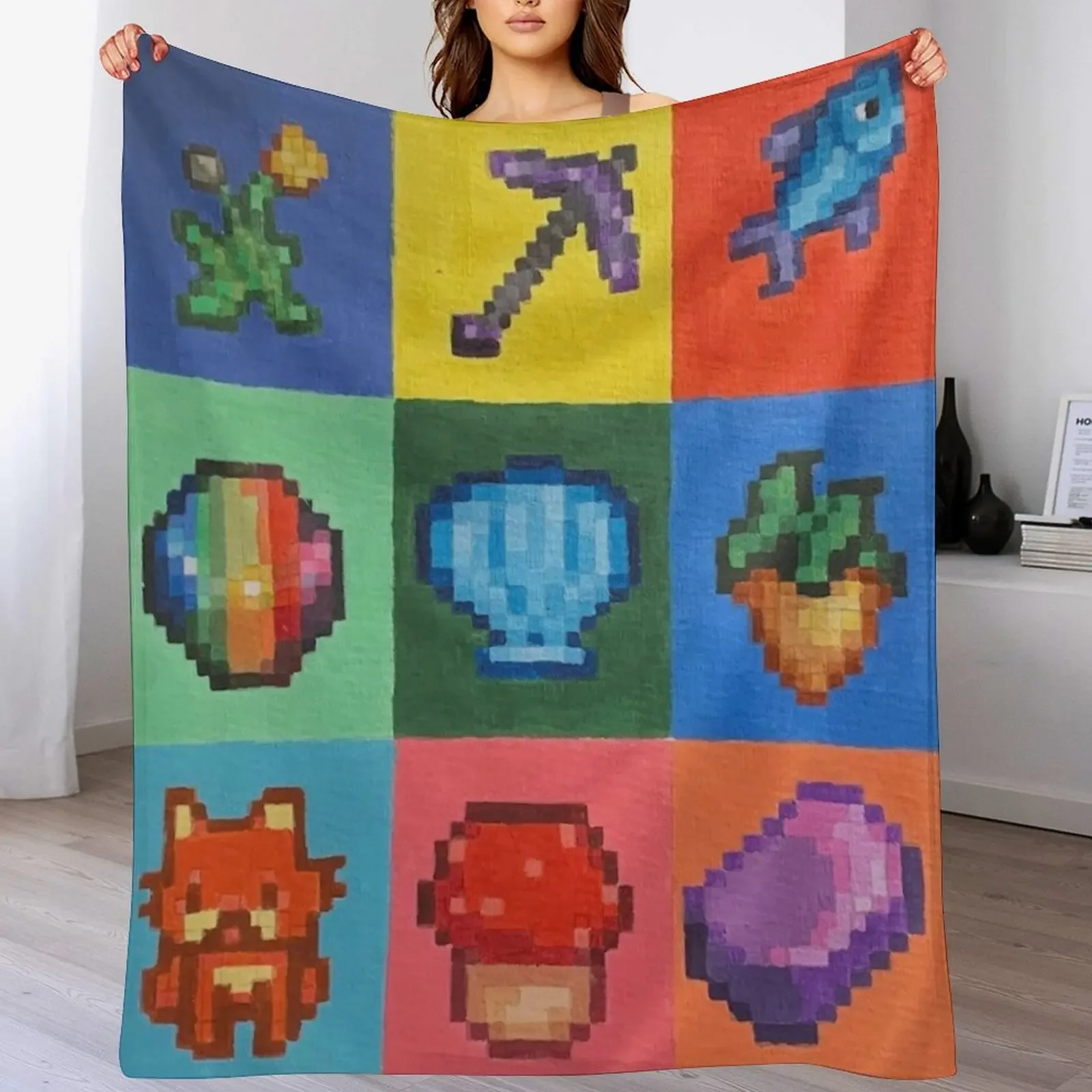 

Stardew Valley PixelArt Throw Blanket Shaggy Furry Soft Blanket for Bedroom Living Room