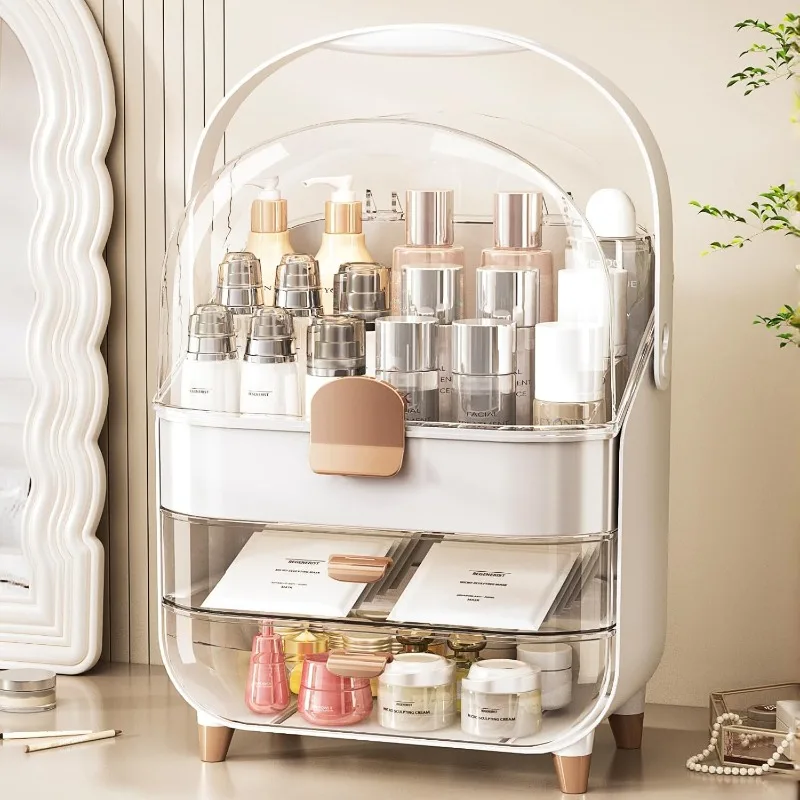 

Makeup Organizer, Skincare Holder Bathroom Counter Organizer with Drawers, Storage Box Cosmetic Display Cases,