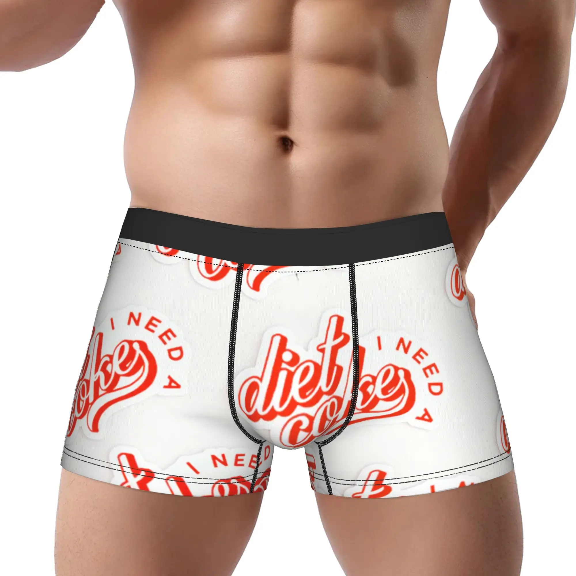 dDiet Coke I Need A Red Sticker Pattern  dDiet Coke Underpants Homme Panties Man Underwear Ventilate Shorts Boxer Briefs