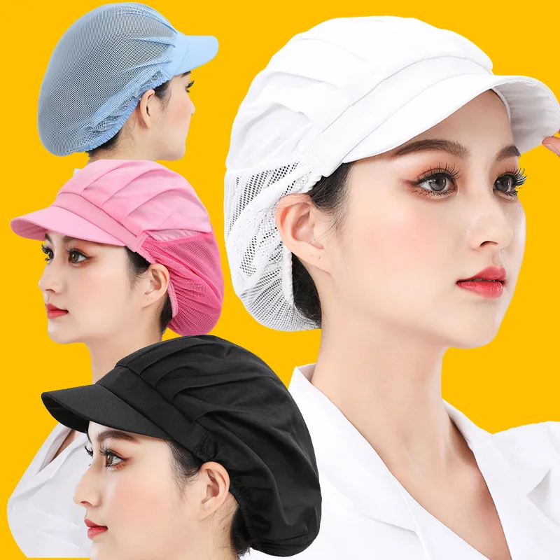 Breathable Mesh Chef Cap For Food Factory Canteen Kitchen Dust Oil Proof Hair Protection Work Hat