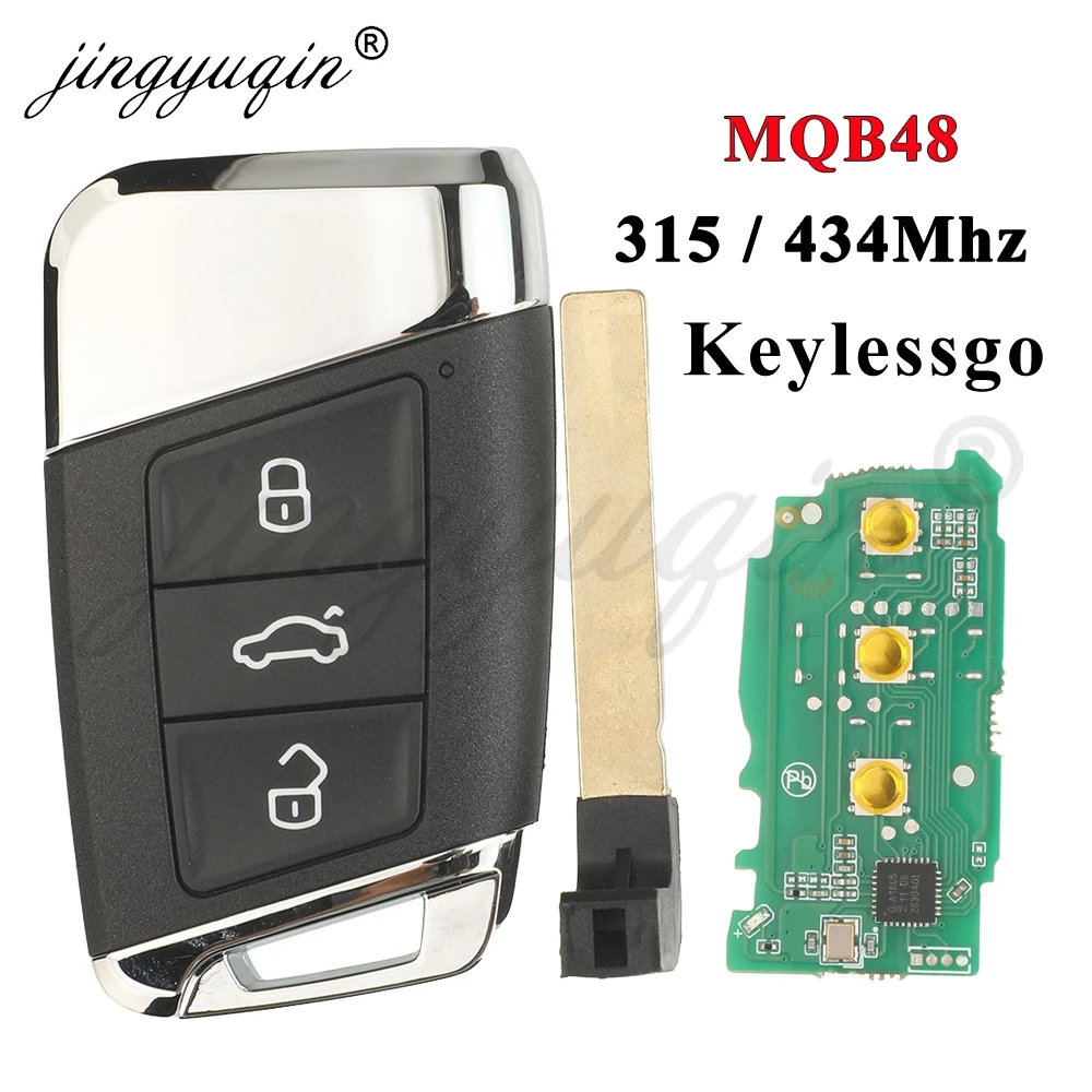 

Jingyuqin Smart Remote Key 3 кнопки 315 МГц / 434 МГц FOB для Volkswagen VW Magotan B8 Superb A7 Passat вариант 2015-2019 Замена