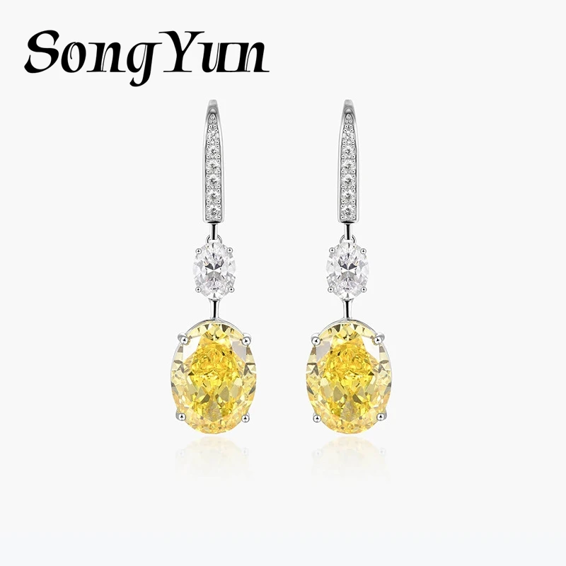 SongYun Jewelry 925 Sterling Silver Earring HCD Gemstones HCD Diamond Designer Handcrafted 925 Sterling Silver Stud Accessories