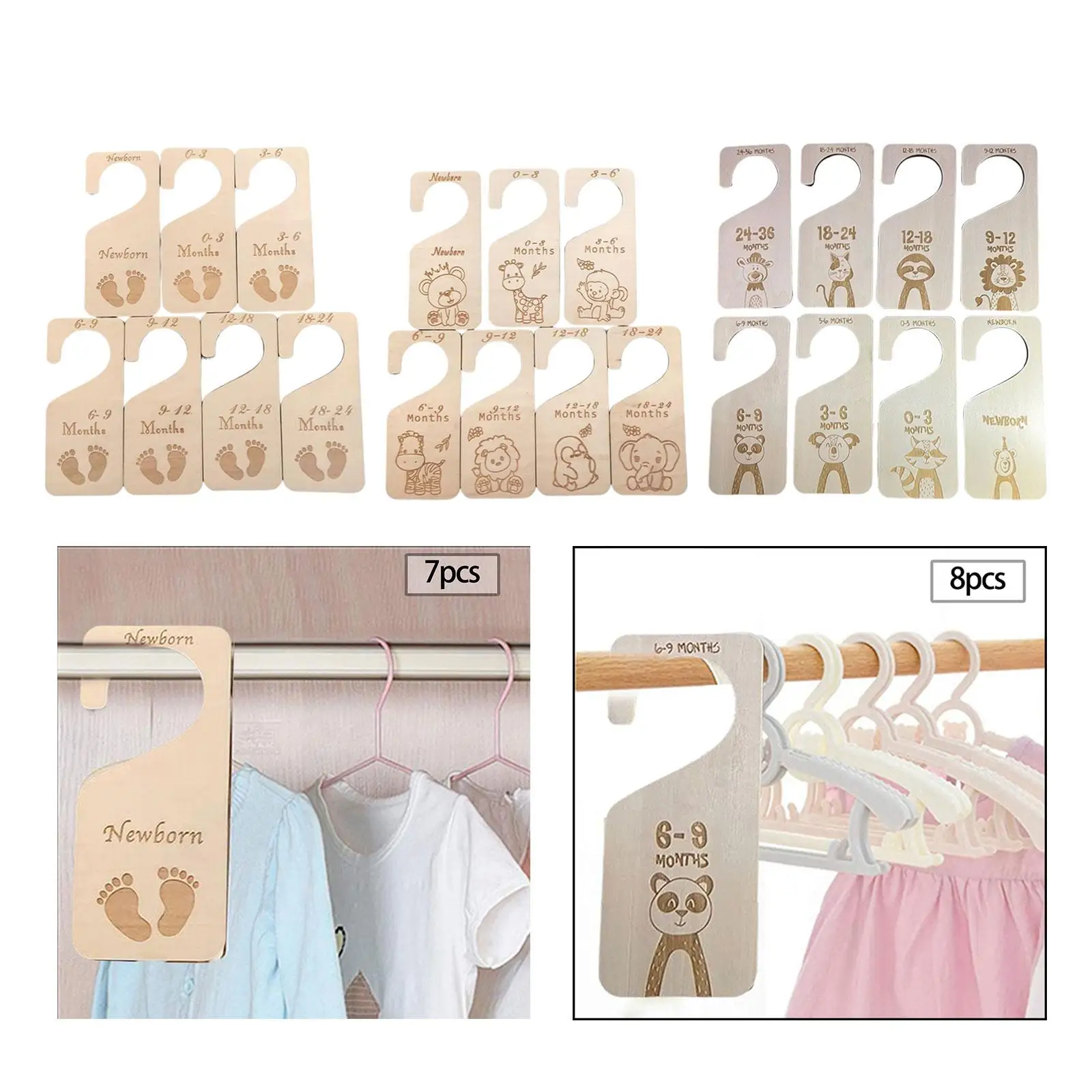 Infant Closet Dividers Wooden Baby Nursery Organizer for Clothes Size Hanger Adorable Decor for Newborn