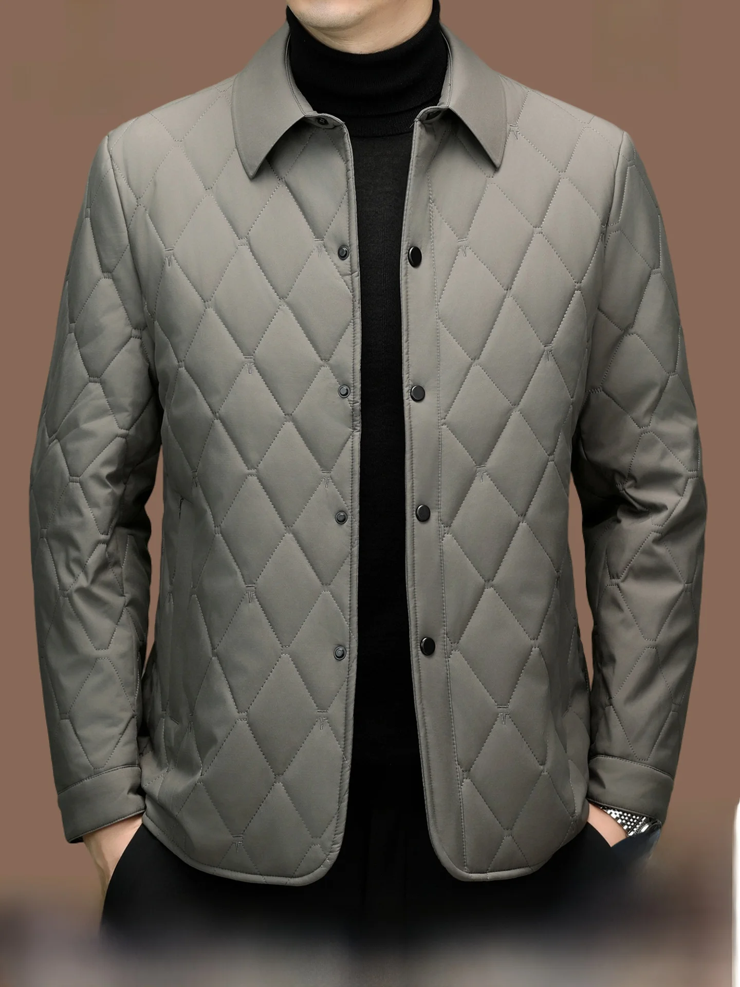 

Pierre Cardin Men's Lightweight Silk Cotton Jaet Casual Warm Collar down Filled Outerwear Faionable Urban Sle Autumn Wi...