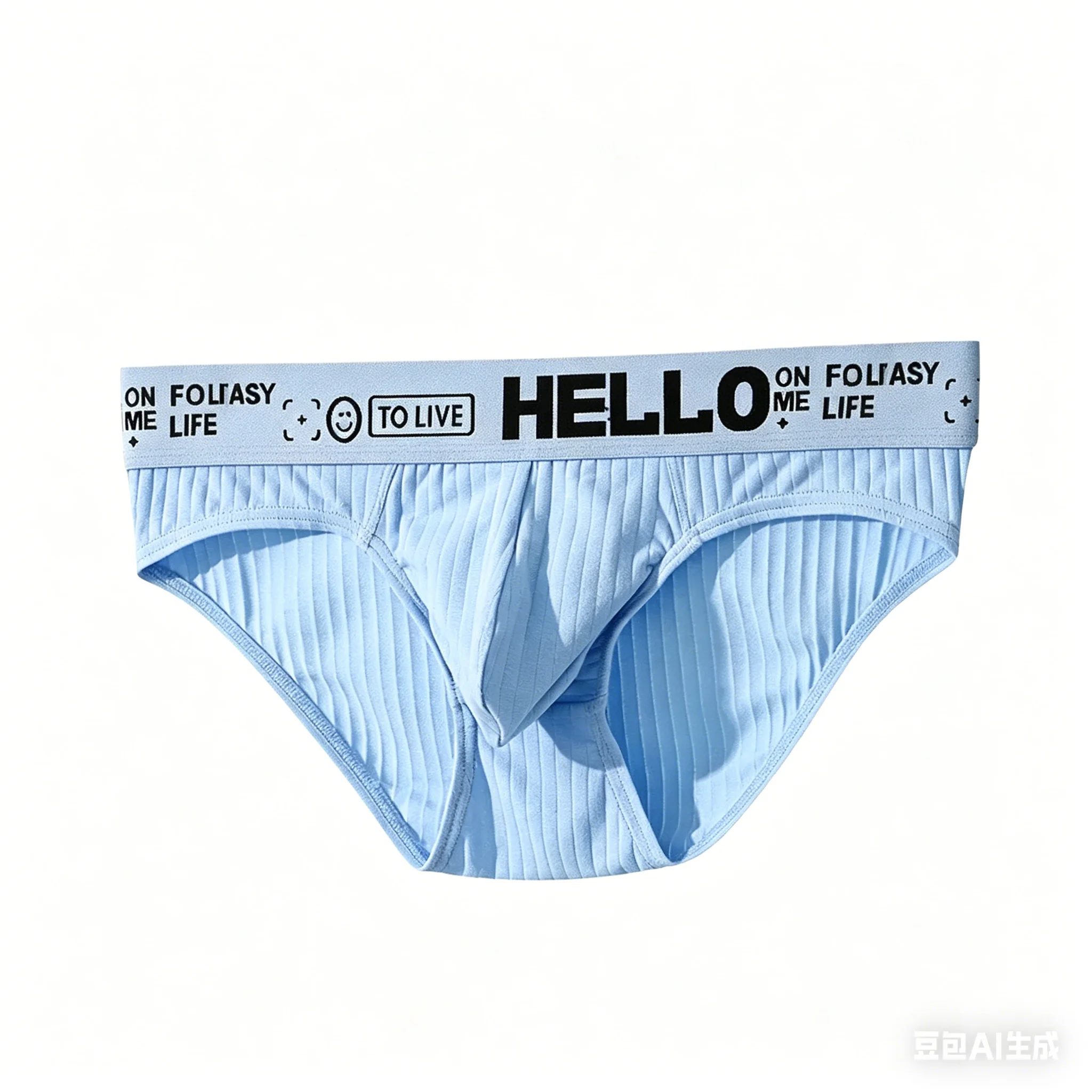 Men's Ribbed Cotton Briefs 3-Pack, Mid-Rise U-Pouch Breathable Underwear with Printed Waistband Youth Fashion Cmfortable Panties
