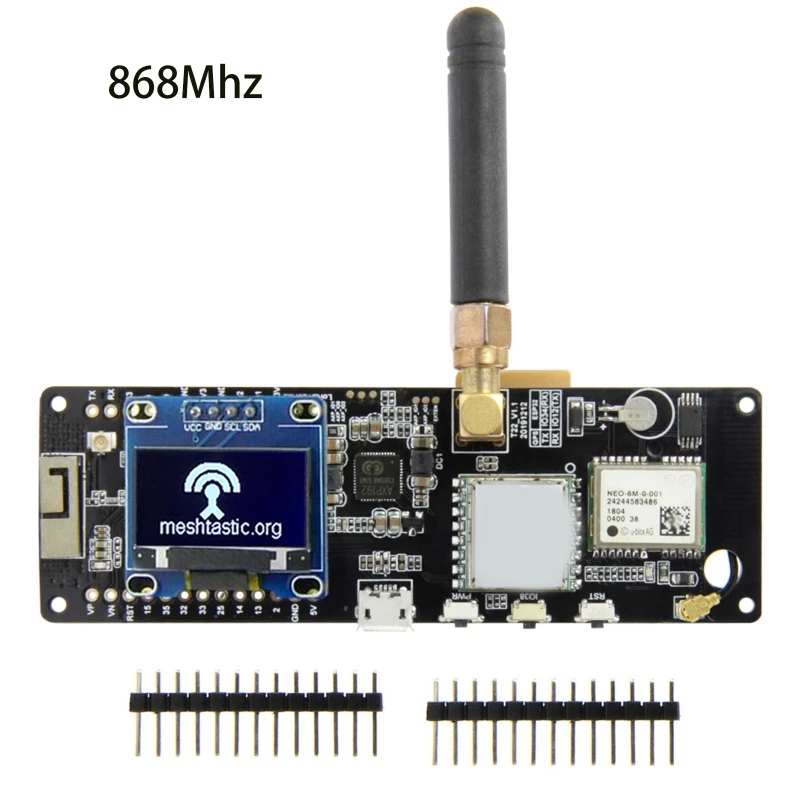 TTGO Meshtastic T-Beam V1.1 ESP32 433/868/915/923Mhz WiFi BLE Lora ESP32 GPS NEO-6M SMA 18650 Battery Holder With OLED