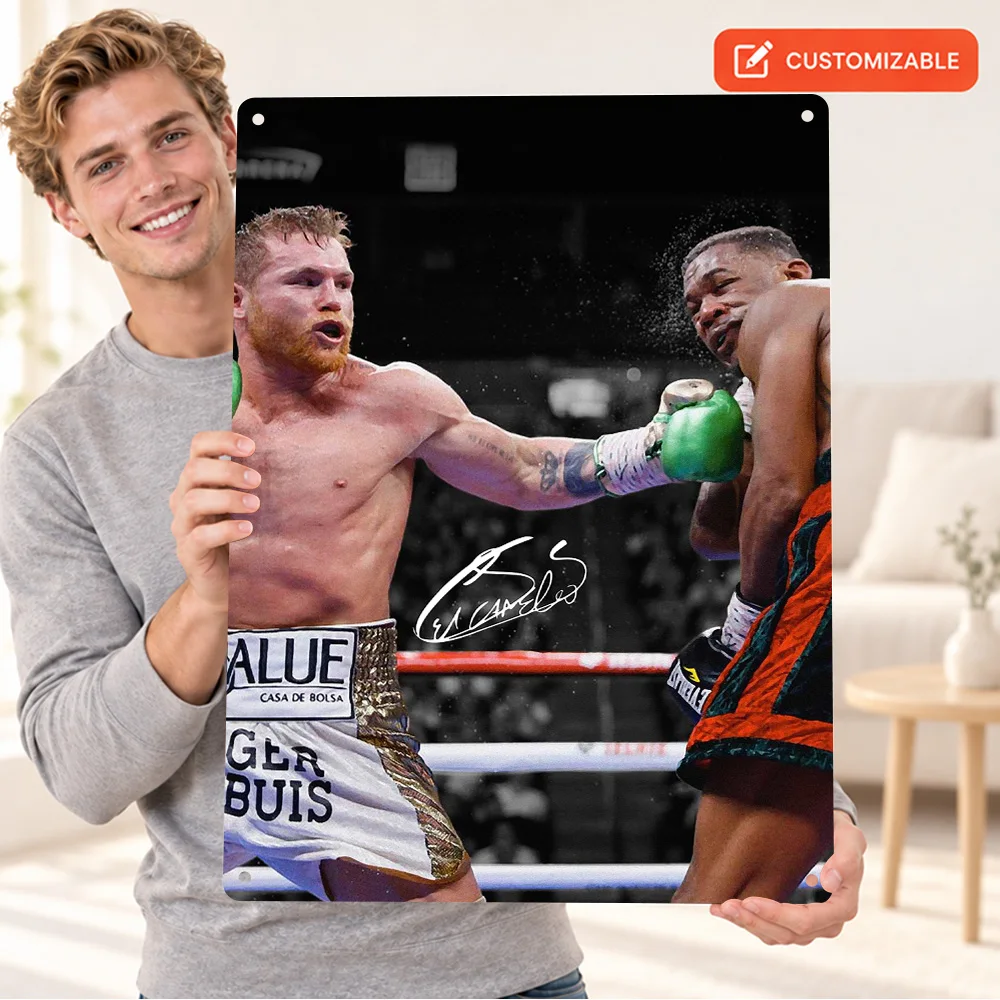 Canelo Saul Alvarez Textured Metal Poster Personalized Aluminum Sign Sports Photography Wall Art For Game Room Boxing Fan Gift