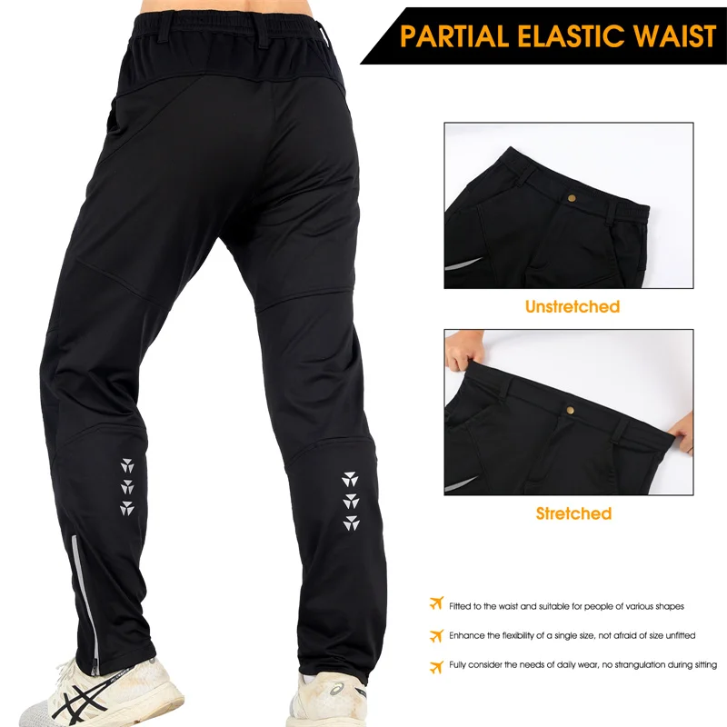 WEST BIKING Fahrradhose Winter Thermo-Fleece Reflektierende Warme Winddichte Herrenhose Wasserabweisende Outdoor-Langhose – Detail 7