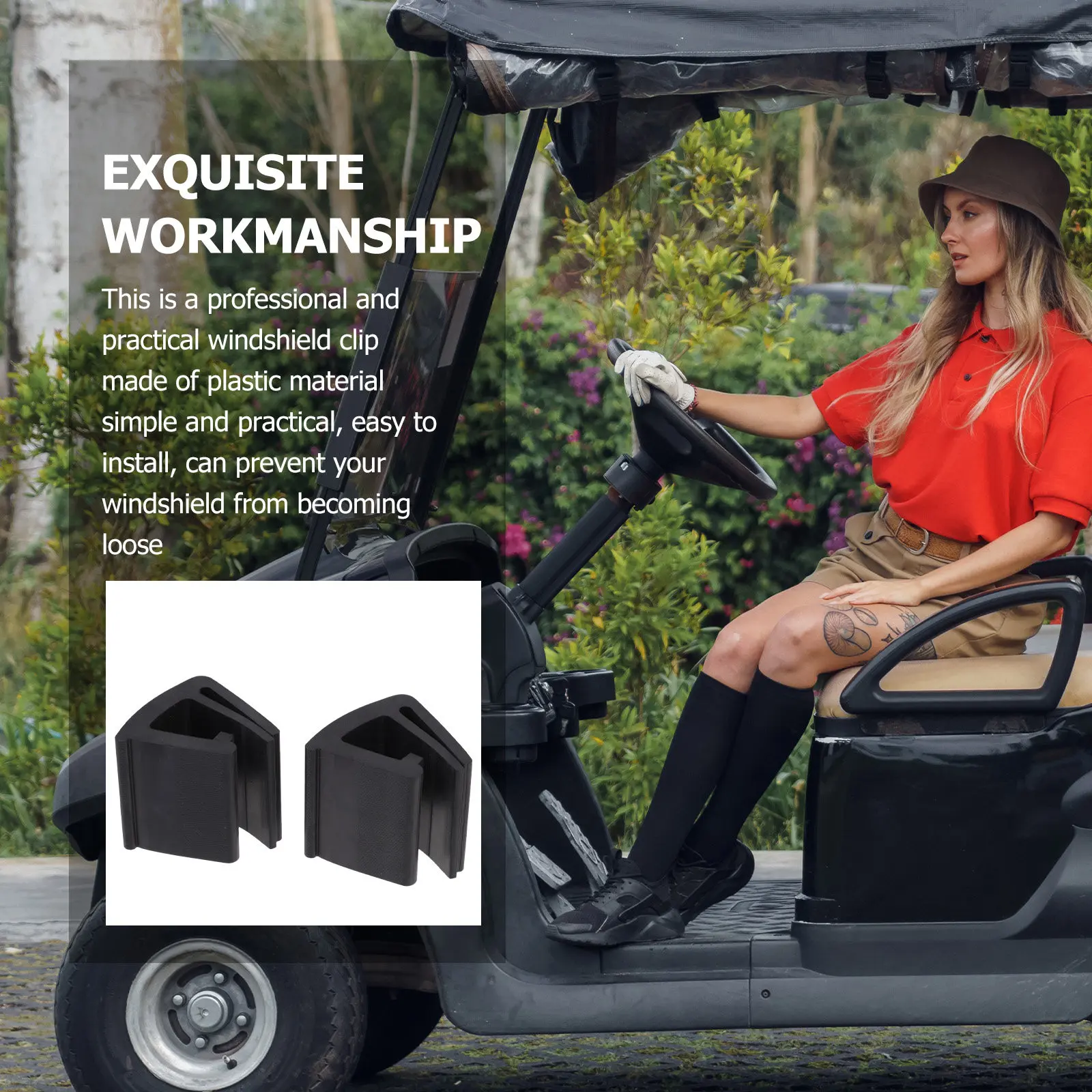

1Pair Golf Cart Windshield Clamps Reliable Plastic Fixing Clips Windshield Stabilizing Clamps Easy Installation Tight Fit Long